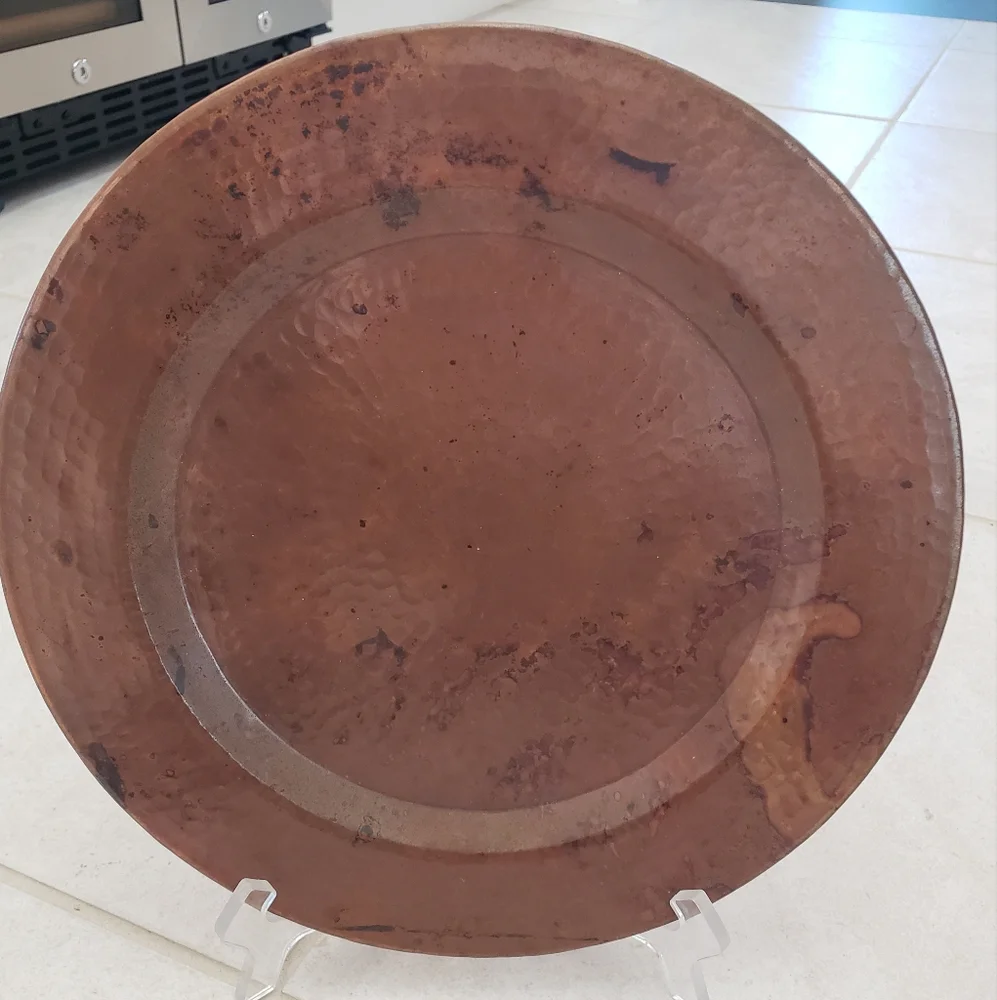 Hammered Copper Plate Charger / Serving Tray - Picture 1 of 5